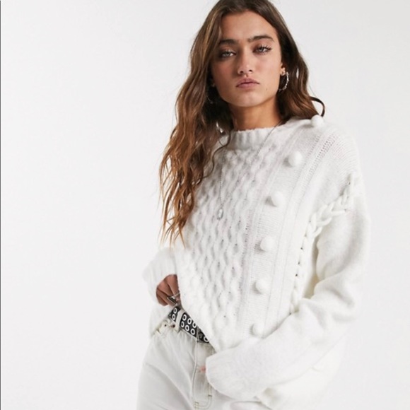 Bershka Pom Cream Knitted Sweater - Picture 7 of 10